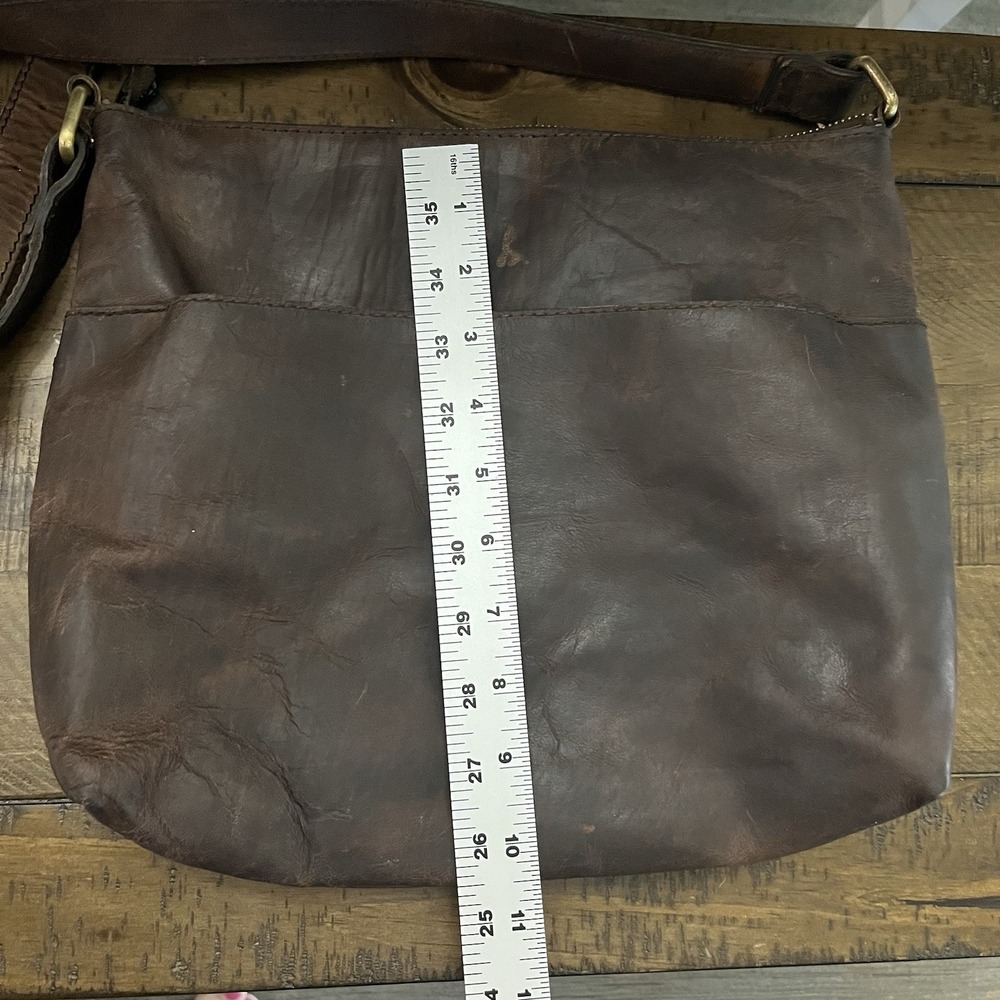Handmade Crossbody Purse 100% Full‎ Grain Brown Leather Rustic - Picture 9 of 12